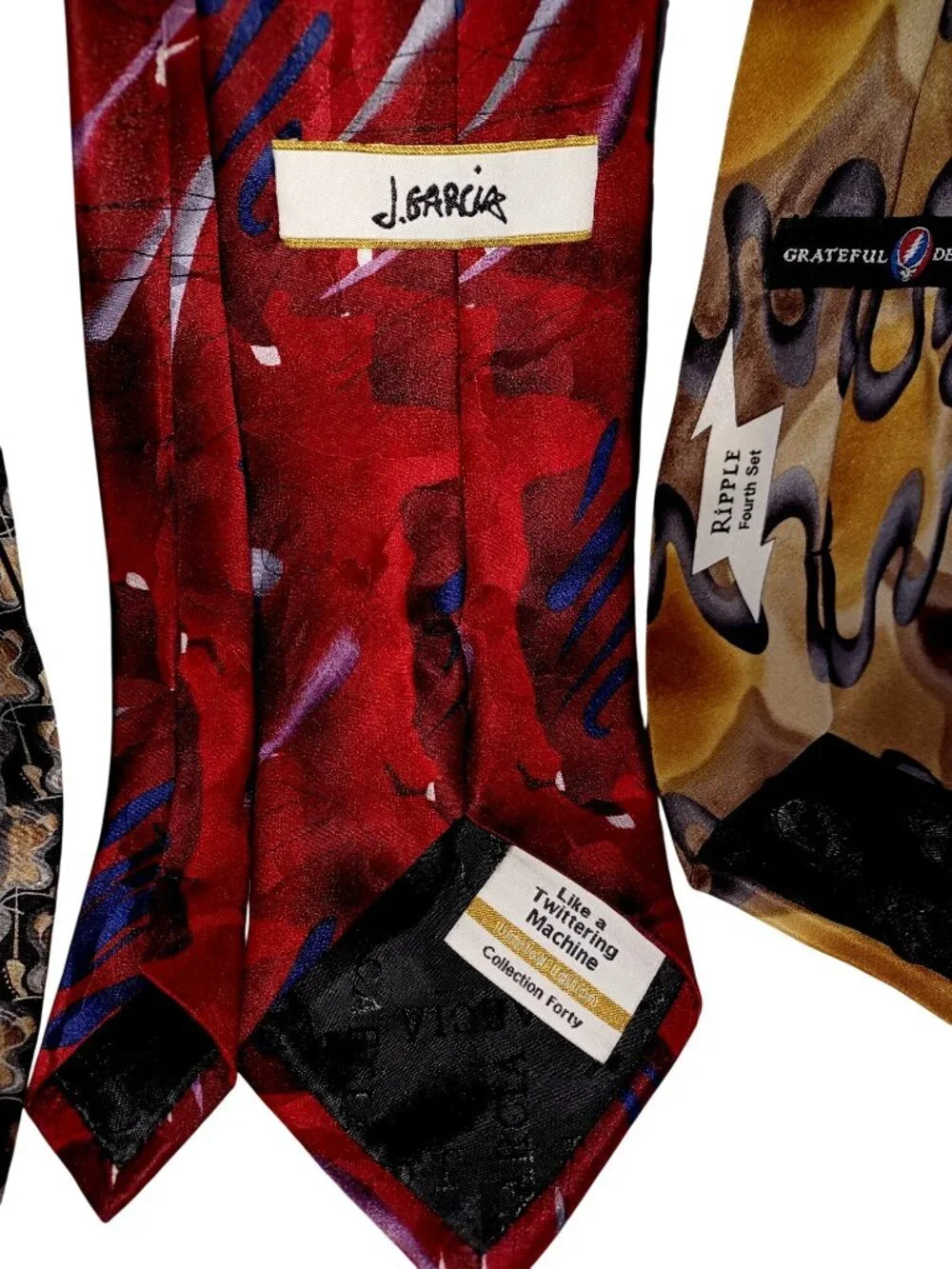 Mens Silk Neckties J. Garcia Grateful Dead Beatles Abstract Musical Lot Of 4
